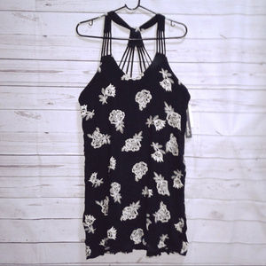 Sequin Hearts Black White Floral Embroidered Dress